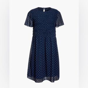 Madewell Georgette Smock-Top Mini Dress in Polka Dot Womens XS Blue & White
